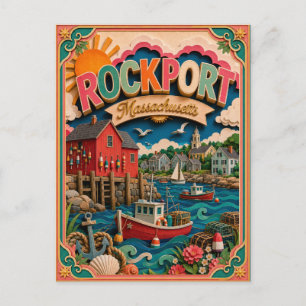 Cartão Postal Estados PopCut Rockport Massachusetts Arte em Pape