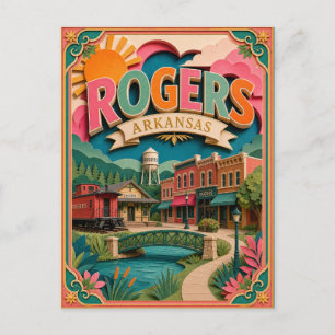 Cartão Postal Estados PopCut Rogers Arkansas Arte de Papel