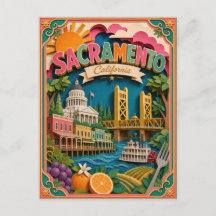 Estados PopCut Sacramento Califórnia Arte de Papel