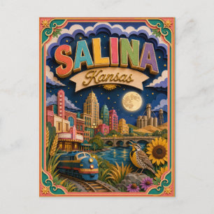 Cartão Postal Estados PopCut Salina Kansas Arte em Papel
