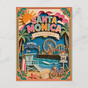 Cartão Postal Estados PopCut Santa Mônica Califórnia Arte em Pap