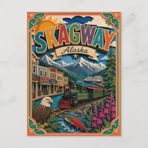 Cartão Postal Estados PopCut Skagway Alasca Arte em Papel