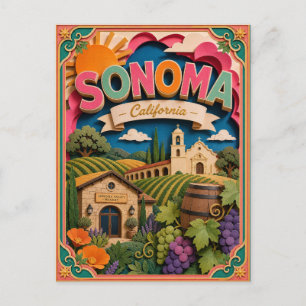 Cartão Postal Estados PopCut Sonoma Califórnia Arte de Papel