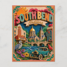Estados PopCut South Bend Indiana Arte em Papel