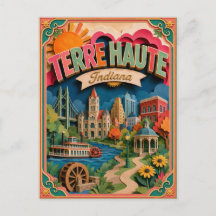 Estados PopCut Terre Haute Indiana Arte em Papel
