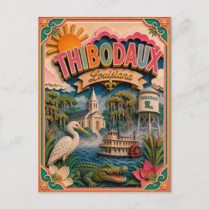Cartão Postal Estados PopCut Thibodaux Louisiana Arte em Papel