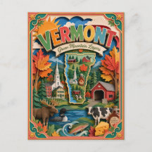 Estados PopCut Vermont Arte Colorido em Papel 3D