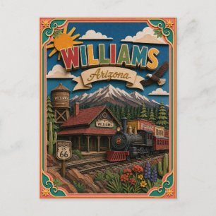Cartão Postal Estados PopCut Williams Arizona Arte de Papel