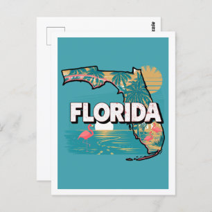 Cartão Postal Estados Unidos da Florida Retro Viagem Design Icon