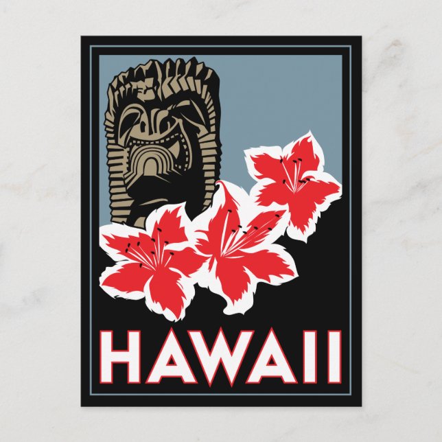 Cartão Postal estados unidos do hawaii eua art deco retro viagem (Frente)