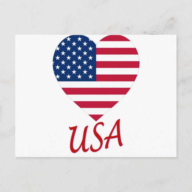 Cartão Postal Estados Unidos Flag Heart (Frente)