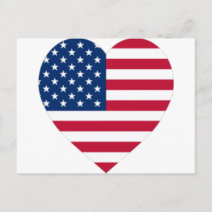Cartão Postal Estados Unidos Flag Heart