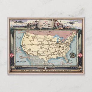 Cartão Postal Estados Unidos mapeiam o navio Skyway via Air Expr