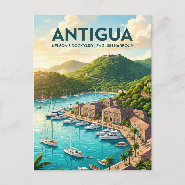 Cartão Postal Estaleiro de Nelson Antígua e Barbuda (Frente)