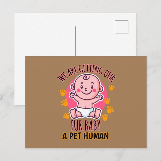Cartão Postal Estamos a dar ao nosso bebé peludo um humano de es (Frente/Verso)