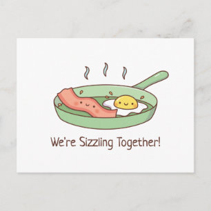 Cartão Postal Estamos Crepitando Juntos, Bacon e Ovo Fofo