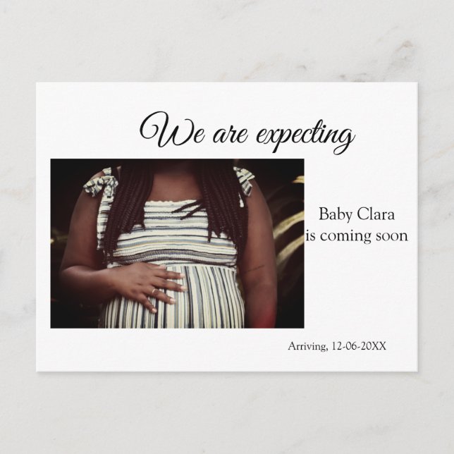 Cartão Postal estamos grávidas adicionar nome de bebê data gravi (Frente)