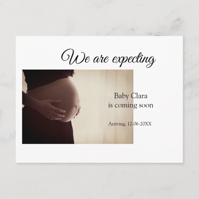 Cartão Postal estamos grávidas adicionar nome de bebê data gravi (Frente)
