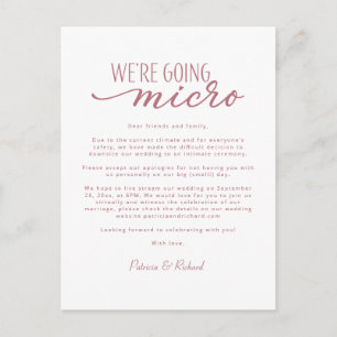 Cartão Postal Estamos Indo para o Micro Casamento - Anúncio de C