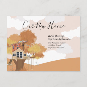 Cartão Postal Estamos Mudando Nossa Nova Casa Treehouse Mudança