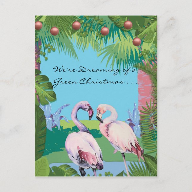 Cartão Postal Estamos sonhando com um Natal Verde personalizado (Frente)