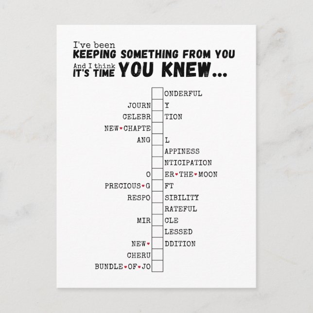 Cartão Postal Estamos tendo um bebê - Quebra-cabeça completo e r (Frente)