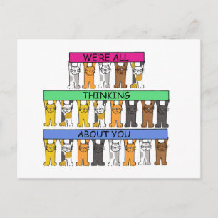 Cartão Postal Estamos todos pensando em vocês, gatos de desenho