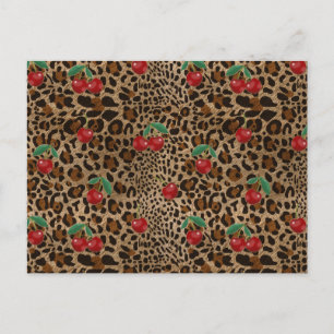 Cartão Postal Estampa Animal Leopardo Guepardo Padrão Cereja Ver