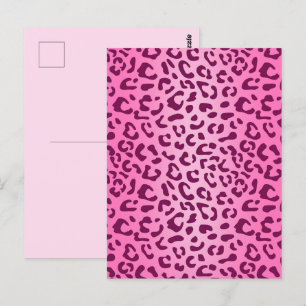 Cartão Postal Estampa de leopardo rosa elegante