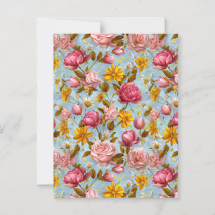 Cartão Postal Estampa Floral Estilo Antigo