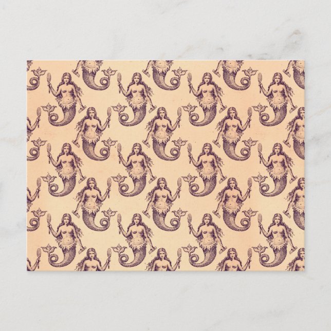 Cartão Postal Estampa Vintage de Sereia (Frente)