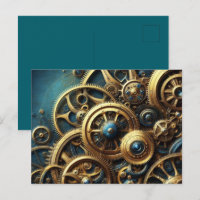 Estampunk Clockwork Dourado e Teal