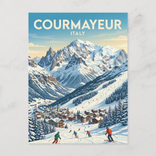 Cartão Postal Estância de Esqui Courmayeur Itália