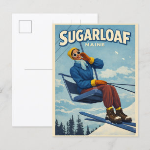 Cartão Postal Estância de esqui Vintage New England Sugarloaf ma