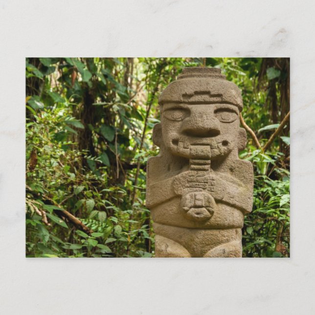 Cartão Postal Estatua antiga que toca a flauta (Frente)