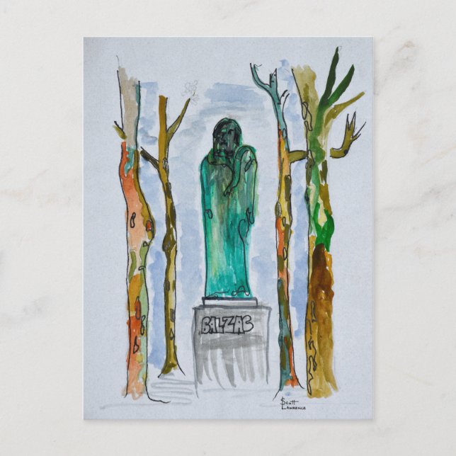 Cartão Postal Estátua Balzac de Rodin | Paris, França (Frente)