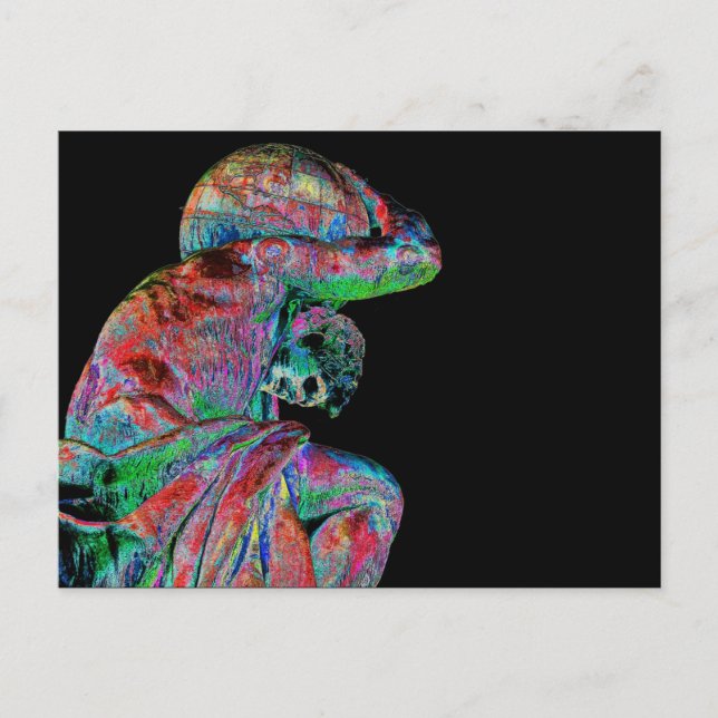 Cartão Postal Estátua Bismarck, Berlim, Atlas Deus Grego, Colori (Frente)