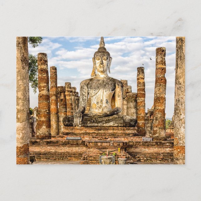 Cartão Postal Estátua Buda, Wat Mahatha, Histórica Sukhothai (Frente)