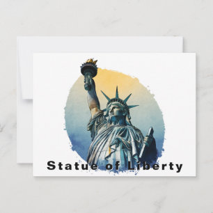 Cartão Postal Estátua da Liberdade, Aquarela de Nova York