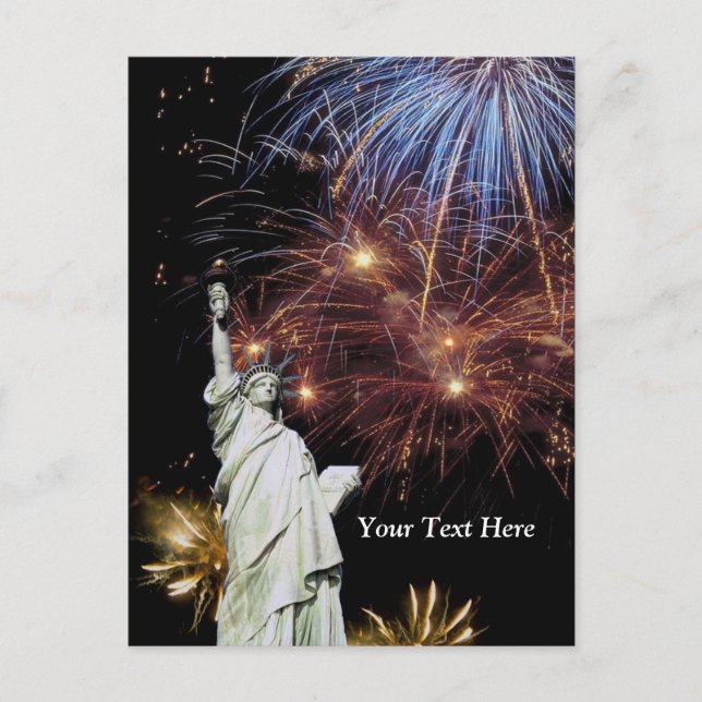 Cartão Postal Estátua da Liberdade - Celebração do Dia da Indepe (Frente)