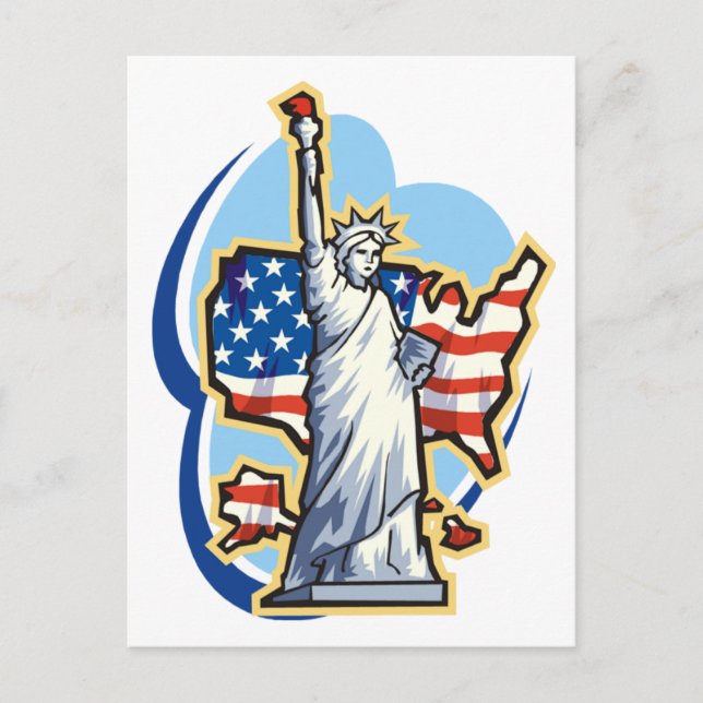 Cartão Postal Estátua da Liberdade dos EUA nas Nuvens (Frente)