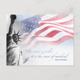Cartão Postal Estátua da Liberdade Patriótica Citação Americana 
