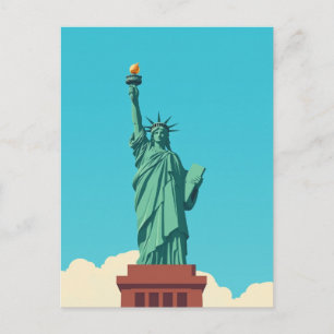 Cartão Postal Estátua da Liberdade Retro Patriótica da Cidade de