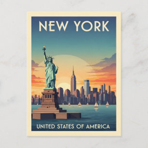 Cartão Postal Estátua da liberdade vintage nova York