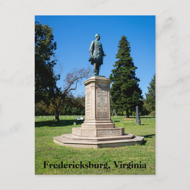 Cartão Postal Estátua de Andrew Humphreys em Fredericksburg (Frente)