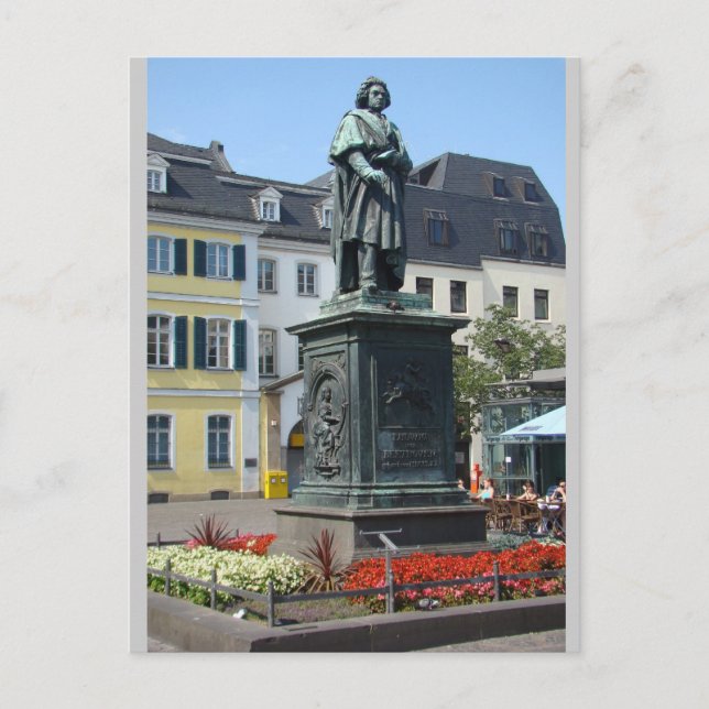 Cartão Postal Estátua de Beethoven (cheio) Bonn Alemanha (Frente)
