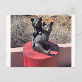 Cartão Postal Estátua de Dois Filhotes de Urso – Escultura à Bei