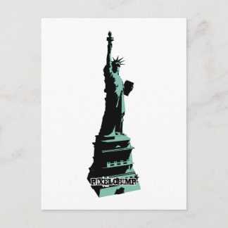Cartão Postal Estátua de Estêncil Liberty Green