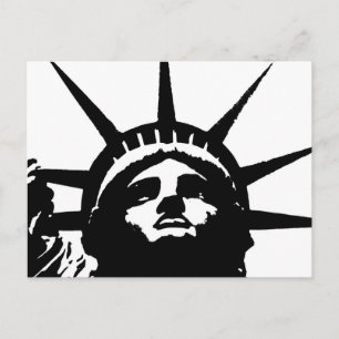 Cartão Postal Estátua de Pop de Arte Negra e Branca da Liberdade