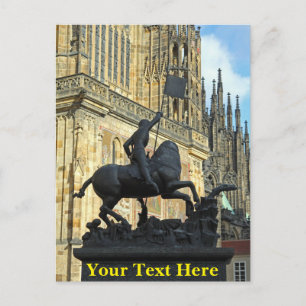 Cartão Postal estátua de Praga Personalizável